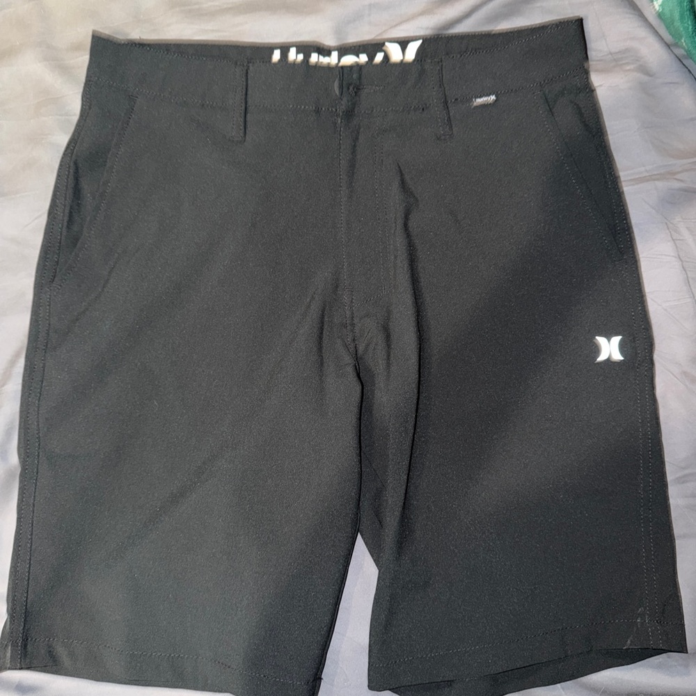 Hurley Black Men's Board Shorts with Small White Logo